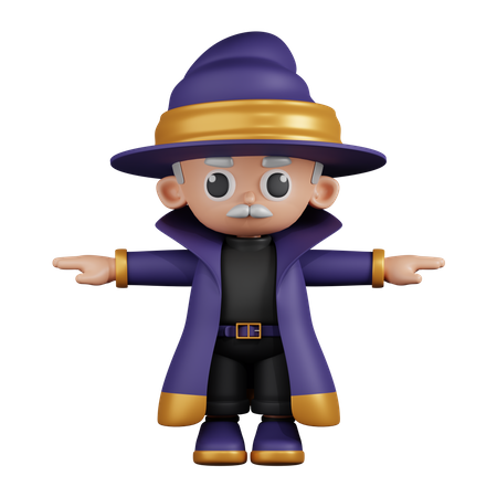 Wizard T Pose  3D Illustration