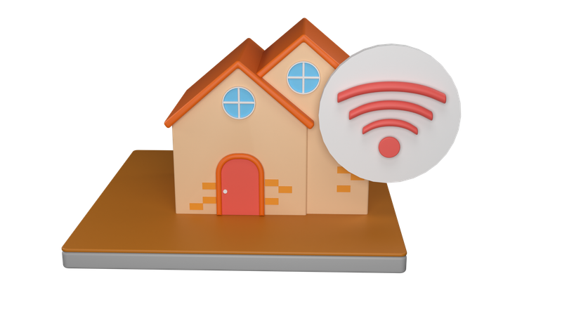 WLAN-Haus  3D Icon