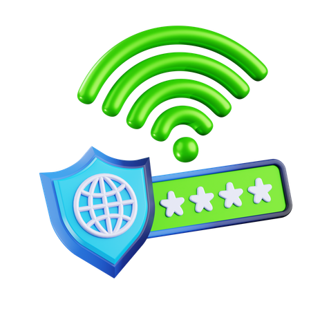 WLAN-Verbindung mit Passwort  3D Icon
