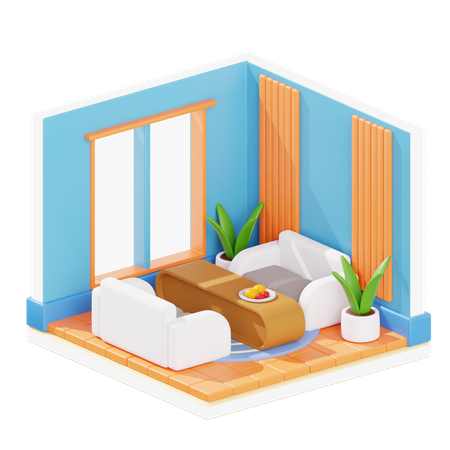 Wohnzimmer  3D Illustration