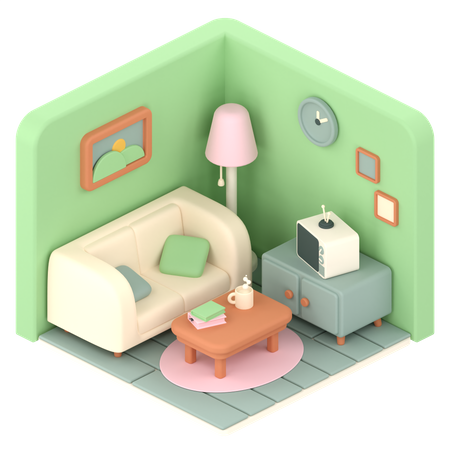 Wohnzimmer  3D Illustration