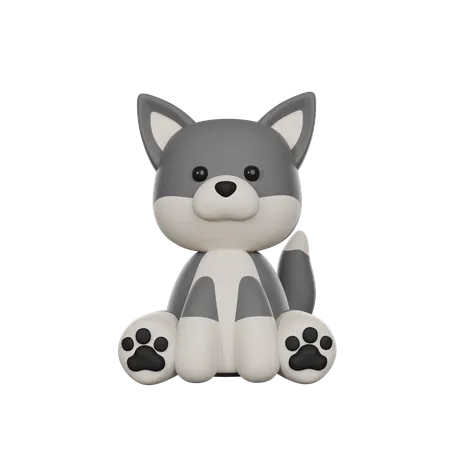 Cute 3 D Character Gray Wolf Toy 3D Icon