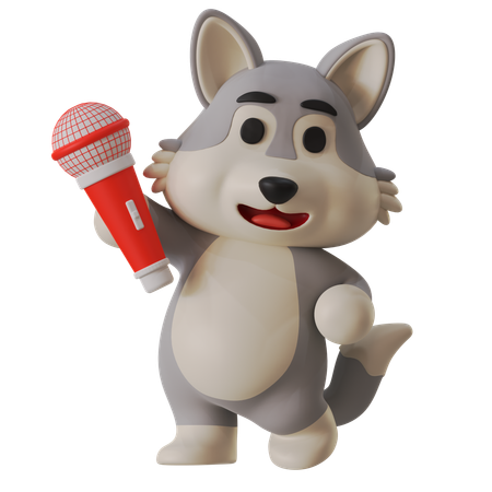 Wolf Singing  3D Icon