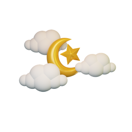 Wolkensichel und Stern  3D Illustration