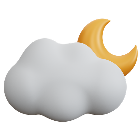 Wolke mit Halbmond  3D Icon