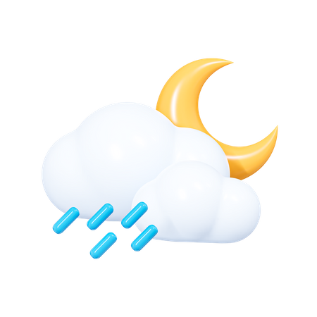 Wolke mit Halbmond und Regentropfen  3D Icon