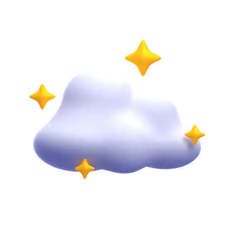 Wolke mit Sternen  3D Icon