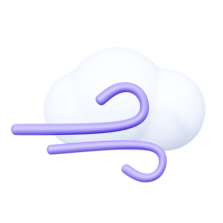 Wolke mit Wind  3D Icon