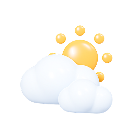 Wolken mit Sonne  3D Icon