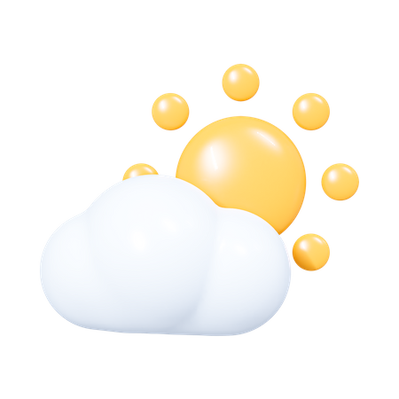 Wolken mit Sonne  3D Icon