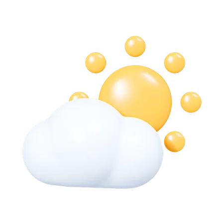 Wolken mit Sonne  3D Icon