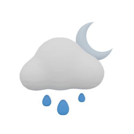 Wolke regen nacht mond wetter  3D Icon