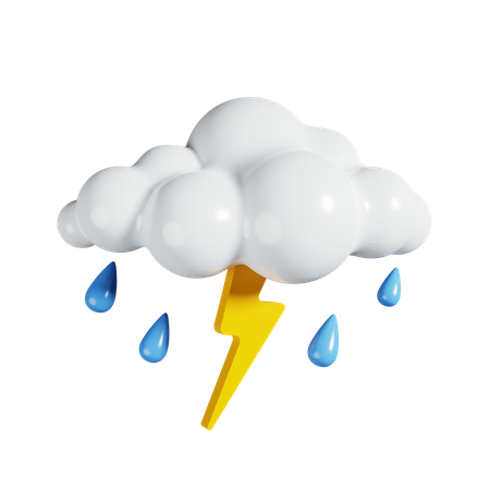 Wolken, Regen und Blitz  3D Icon