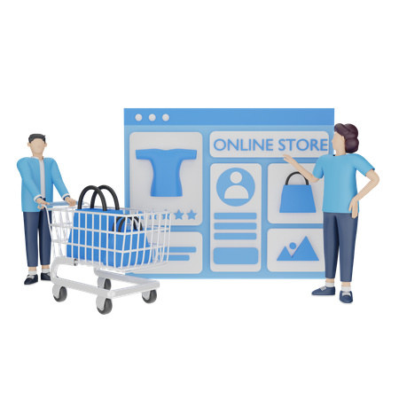 Woman adding item to cart  3D Illustration