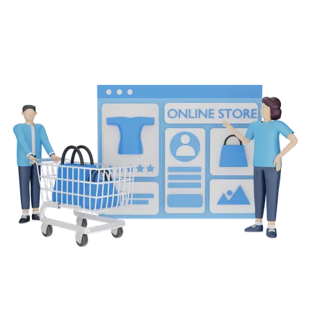 Woman adding item to cart  3D Illustration