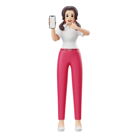 Woman Advertising Mobile Phone Product  3D Illustration