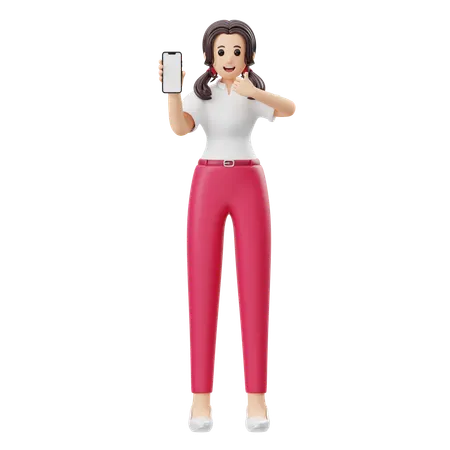 Woman Advertising Mobile Phone Product  3D Illustration