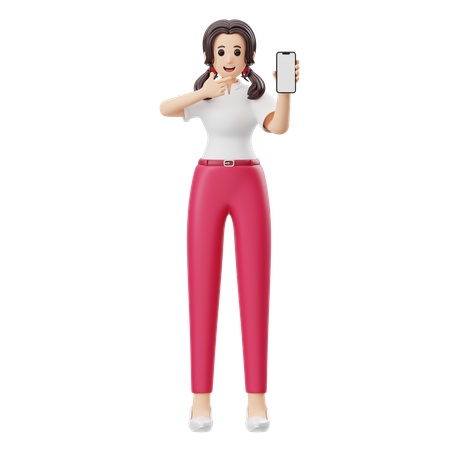 Woman Advertising Mobile Phone Product  3D Illustration