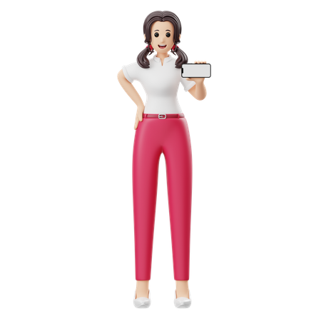 Woman Advertising Mobile Phone Product  3D Illustration