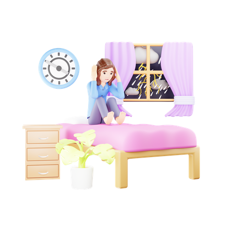 Woman Afraid of Thunder and Lightning  3D Icon