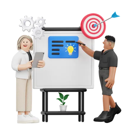Woman And Man Doing Brainstorming Session  3D Illustration