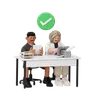 Woman And Man Doing Work At Office Desk