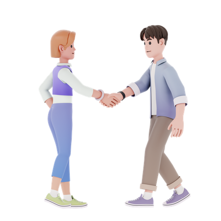 Woman And Man Shaking Hands  3D Illustration