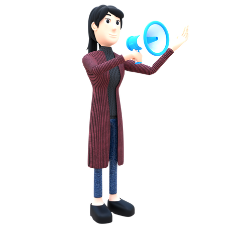 Woman Announcing About Business  3D Icon