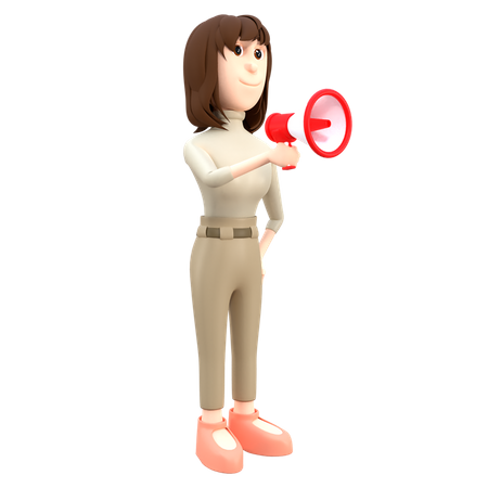 Woman Announcing About Business  3D Icon
