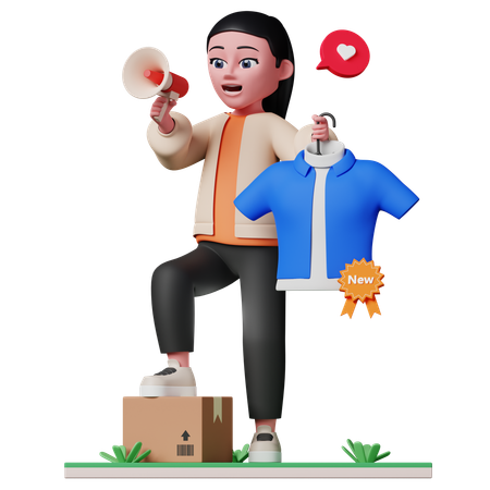 Woman announcing new product  3D Icon
