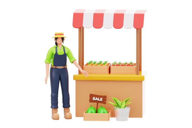 Woman At Farmers Market  3D Icon