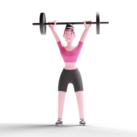 Woman Barbell Lifting  3D Icon