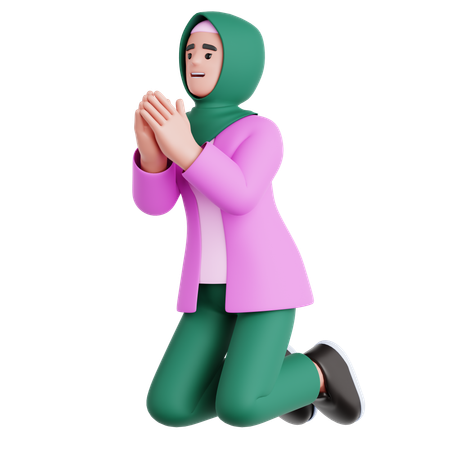 Woman Begging  3D Icon