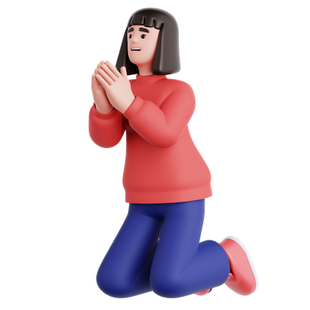 Woman Begging  3D Icon