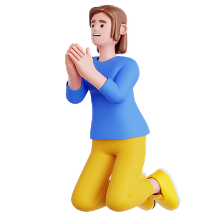 Woman Begging  3D Illustration