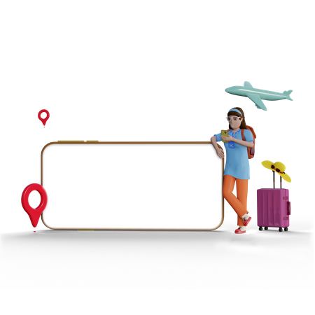 Woman booking tickets On smartphone  3D Illustration