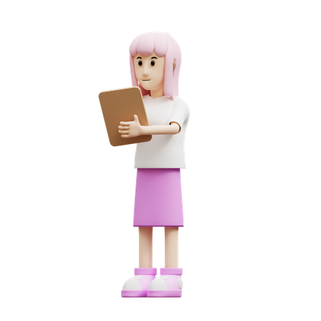 Woman bring checklist  3D Illustration