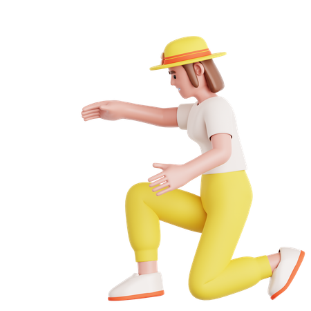 Woman Building Something  3D Icon