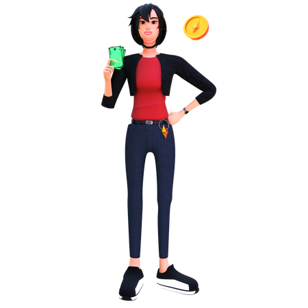 Woman buying etherum coin  3D Illustration