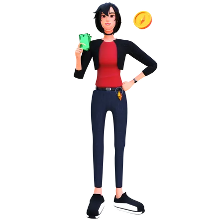 Woman buying etherum coin  3D Illustration