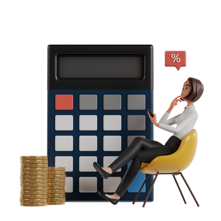 Woman Calculating Percentage Return On Investment  3D Illustration