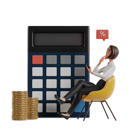 Woman Calculating Percentage Return On Investment  3D Illustration