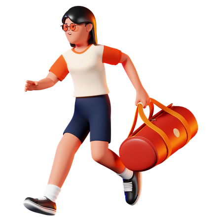 Woman Carrying A Bag Pose  3D Icon