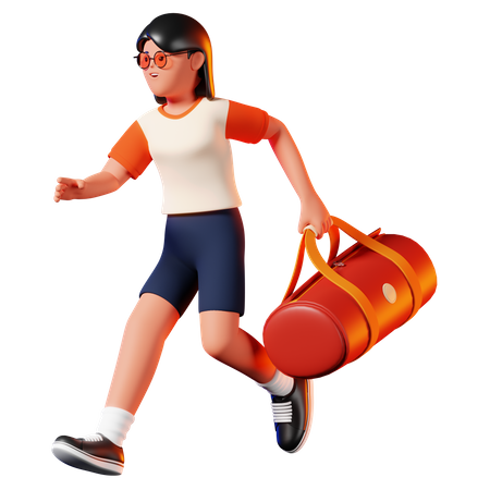 Woman Carrying A Bag Pose  3D Illustration