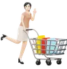 Woman Carrying Bags In Cart