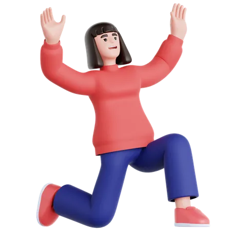 Woman Celebrating  3D Illustration