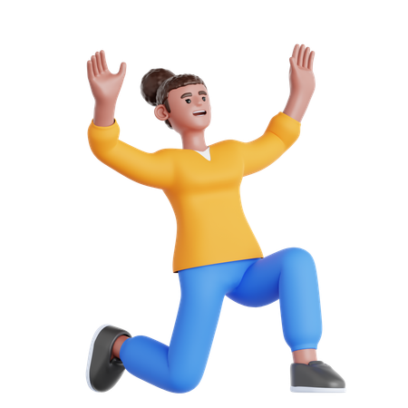 Woman Celebrating  3D Illustration