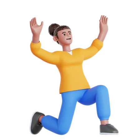 Woman Celebrating  3D Illustration