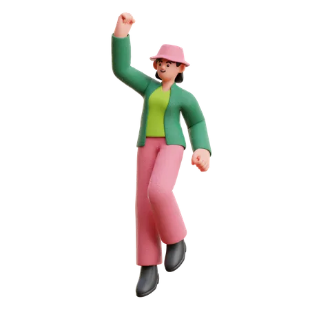 Woman celebrating Winning pose  3D Illustration