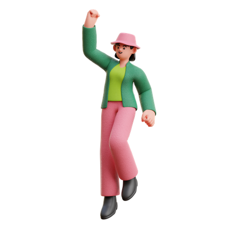 Woman celebrating Winning pose 3D Illustration